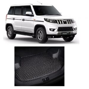 7D Car Trunk/Boot/Dicky PU Leatherette Mat for Bolero Neo  - Black